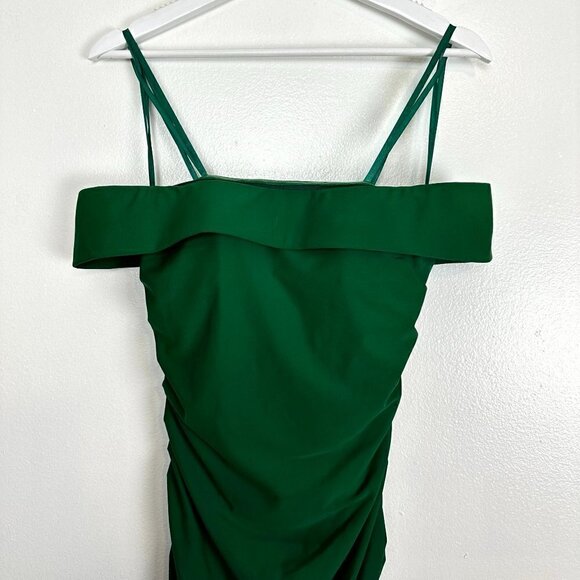 LA FEMME Off The Shoulder Elegant Long Evening Gown in Green Size US 0 - Picture 3 of 7